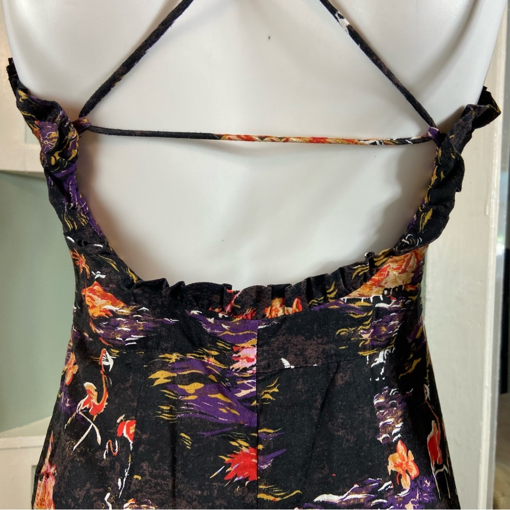 Free People Beach Party Paradise Flamingo Hawaiian Midi Sun Dress Linen Blend 0 - Picture 15 of 16